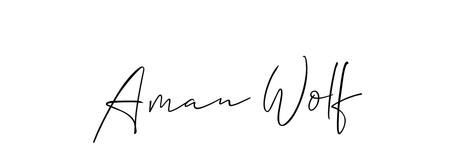 How to make Aman Wolf name signature. Use Allison_Script style for creating short signs online. This is the latest handwritten sign. Aman Wolf signature style 2 images and pictures png