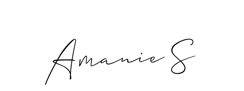 The best way (Allison_Script) to make a short signature is to pick only two or three words in your name. The name Amanie S include a total of six letters. For converting this name. Amanie S signature style 2 images and pictures png