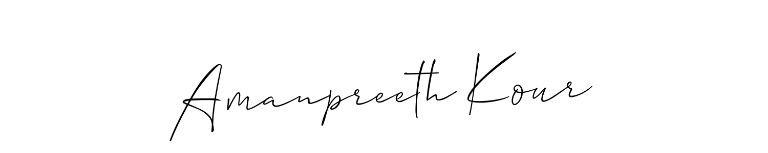 Create a beautiful signature design for name Amanpreeth Kour. With this signature (Allison_Script) fonts, you can make a handwritten signature for free. Amanpreeth Kour signature style 2 images and pictures png