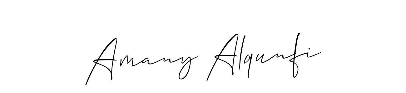 Use a signature maker to create a handwritten signature online. With this signature software, you can design (Allison_Script) your own signature for name Amany Alqunfi. Amany Alqunfi signature style 2 images and pictures png