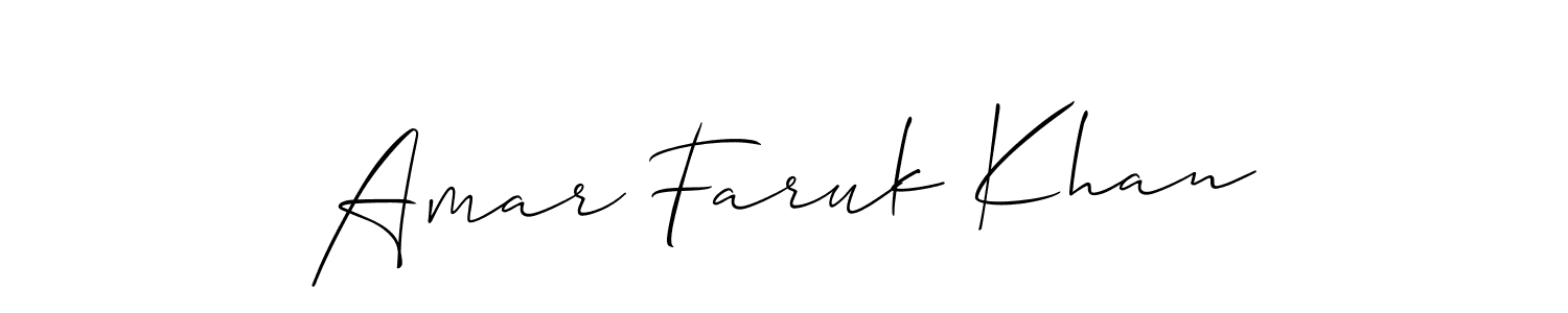 How to make Amar Faruk Khan name signature. Use Allison_Script style for creating short signs online. This is the latest handwritten sign. Amar Faruk Khan signature style 2 images and pictures png