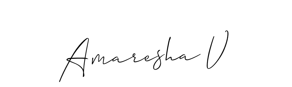 The best way (Allison_Script) to make a short signature is to pick only two or three words in your name. The name Amaresha V include a total of six letters. For converting this name. Amaresha V signature style 2 images and pictures png