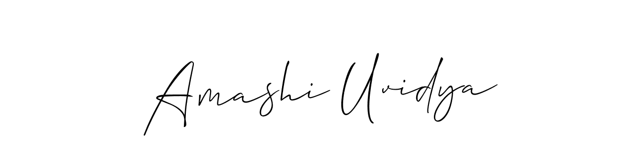 Create a beautiful signature design for name Amashi Uvidya. With this signature (Allison_Script) fonts, you can make a handwritten signature for free. Amashi Uvidya signature style 2 images and pictures png
