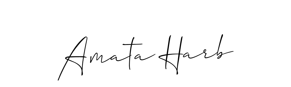 How to make Amata Harb signature? Allison_Script is a professional autograph style. Create handwritten signature for Amata Harb name. Amata Harb signature style 2 images and pictures png