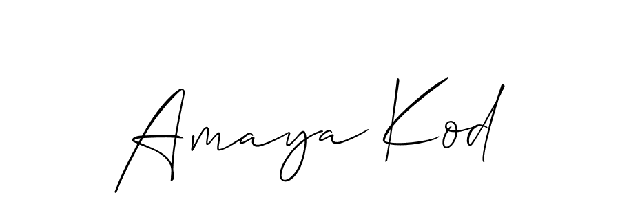 Allison_Script is a professional signature style that is perfect for those who want to add a touch of class to their signature. It is also a great choice for those who want to make their signature more unique. Get Amaya Kod name to fancy signature for free. Amaya Kod signature style 2 images and pictures png