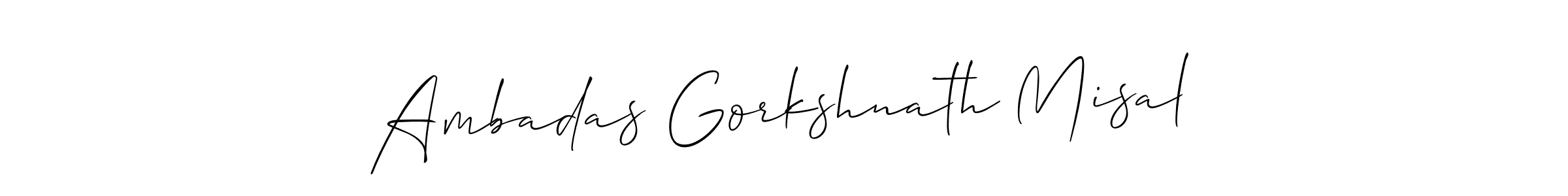 Create a beautiful signature design for name Ambadas Gorkshnath Misal. With this signature (Allison_Script) fonts, you can make a handwritten signature for free. Ambadas Gorkshnath Misal signature style 2 images and pictures png