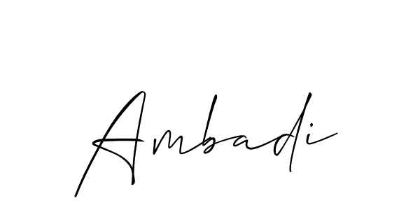 Make a short Ambadi signature style. Manage your documents anywhere anytime using Allison_Script. Create and add eSignatures, submit forms, share and send files easily. Ambadi signature style 2 images and pictures png