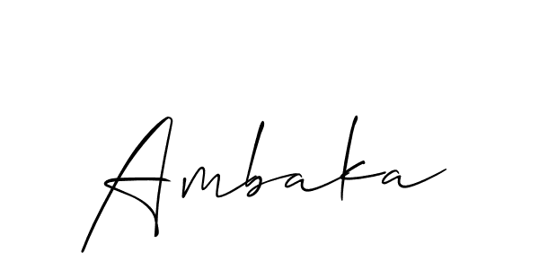 Make a beautiful signature design for name Ambaka. With this signature (Allison_Script) style, you can create a handwritten signature for free. Ambaka signature style 2 images and pictures png
