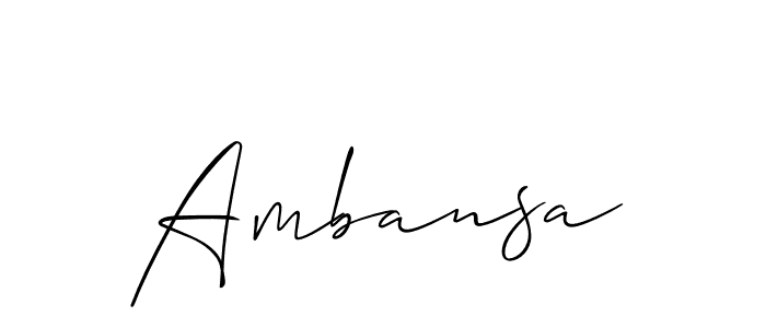 Create a beautiful signature design for name Ambansa. With this signature (Allison_Script) fonts, you can make a handwritten signature for free. Ambansa signature style 2 images and pictures png