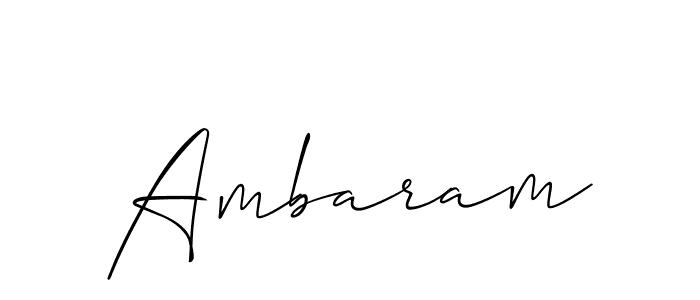 Use a signature maker to create a handwritten signature online. With this signature software, you can design (Allison_Script) your own signature for name Ambaram. Ambaram signature style 2 images and pictures png