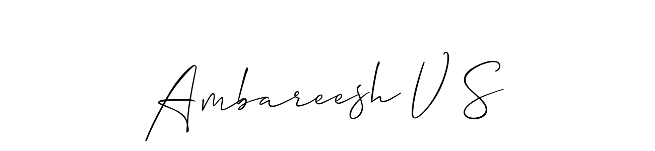 How to make Ambareesh V S name signature. Use Allison_Script style for creating short signs online. This is the latest handwritten sign. Ambareesh V S signature style 2 images and pictures png