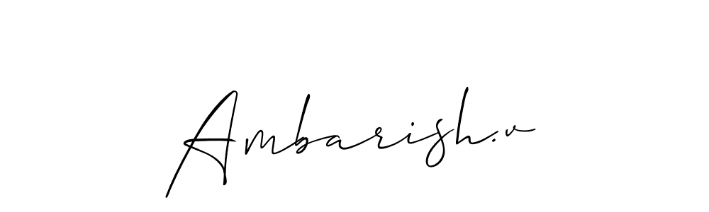 How to make Ambarish.v name signature. Use Allison_Script style for creating short signs online. This is the latest handwritten sign. Ambarish.v signature style 2 images and pictures png