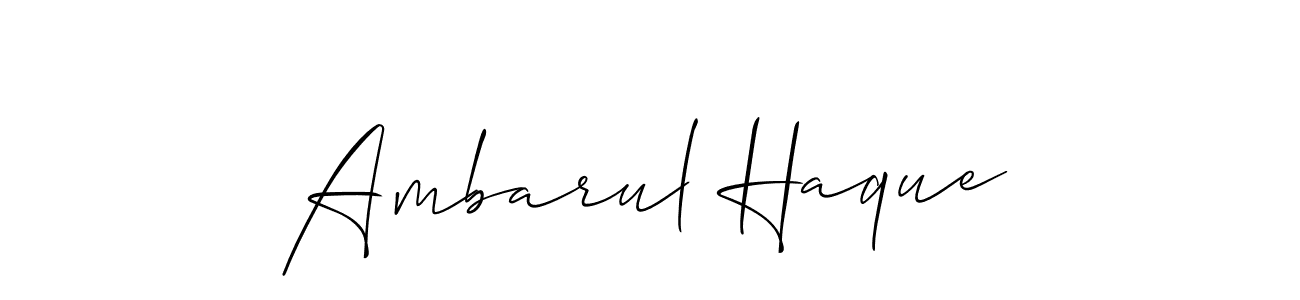 Design your own signature with our free online signature maker. With this signature software, you can create a handwritten (Allison_Script) signature for name Ambarul Haque. Ambarul Haque signature style 2 images and pictures png