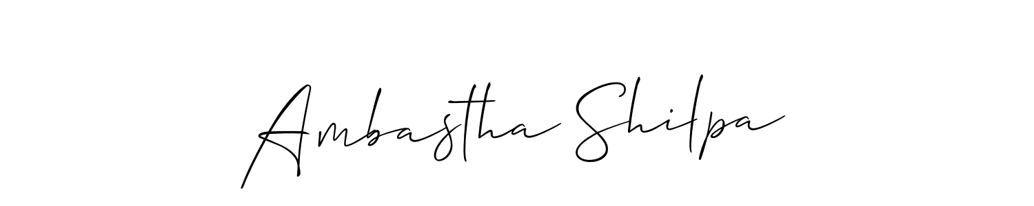 How to make Ambastha Shilpa name signature. Use Allison_Script style for creating short signs online. This is the latest handwritten sign. Ambastha Shilpa signature style 2 images and pictures png