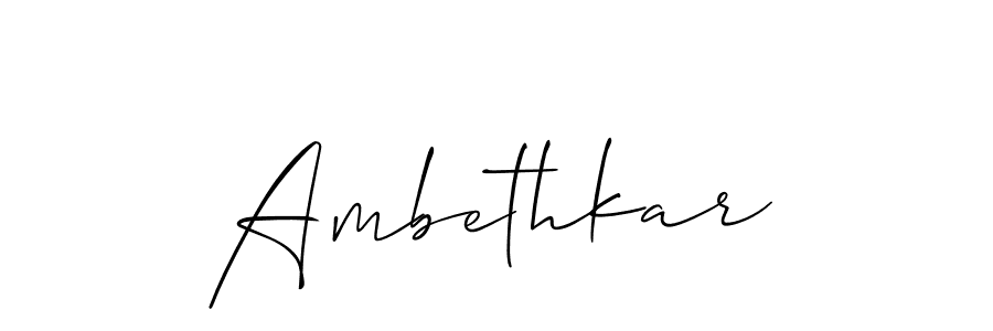 Use a signature maker to create a handwritten signature online. With this signature software, you can design (Allison_Script) your own signature for name Ambethkar. Ambethkar signature style 2 images and pictures png