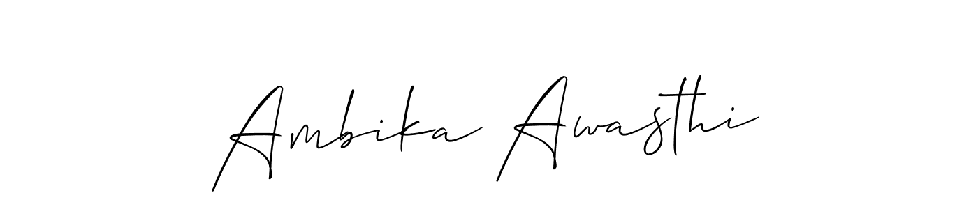 Allison_Script is a professional signature style that is perfect for those who want to add a touch of class to their signature. It is also a great choice for those who want to make their signature more unique. Get Ambika Awasthi name to fancy signature for free. Ambika Awasthi signature style 2 images and pictures png