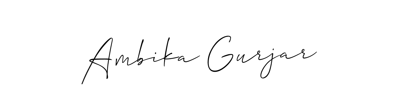 Also we have Ambika Gurjar name is the best signature style. Create professional handwritten signature collection using Allison_Script autograph style. Ambika Gurjar signature style 2 images and pictures png