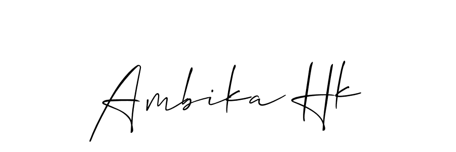 Use a signature maker to create a handwritten signature online. With this signature software, you can design (Allison_Script) your own signature for name Ambika Hk. Ambika Hk signature style 2 images and pictures png