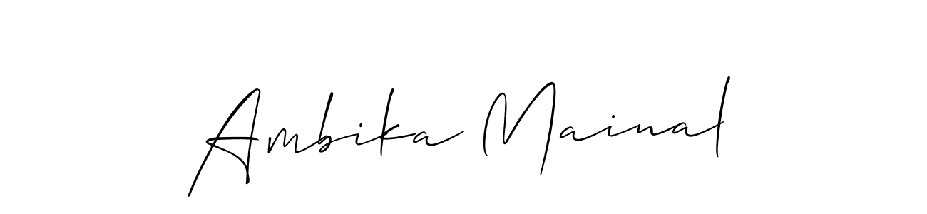 Create a beautiful signature design for name Ambika Mainal. With this signature (Allison_Script) fonts, you can make a handwritten signature for free. Ambika Mainal signature style 2 images and pictures png