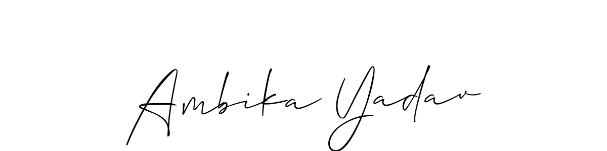 Make a short Ambika Yadav signature style. Manage your documents anywhere anytime using Allison_Script. Create and add eSignatures, submit forms, share and send files easily. Ambika Yadav signature style 2 images and pictures png