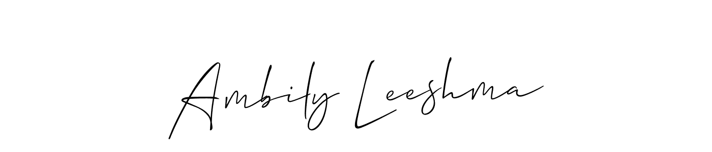 Create a beautiful signature design for name Ambily Leeshma. With this signature (Allison_Script) fonts, you can make a handwritten signature for free. Ambily Leeshma signature style 2 images and pictures png