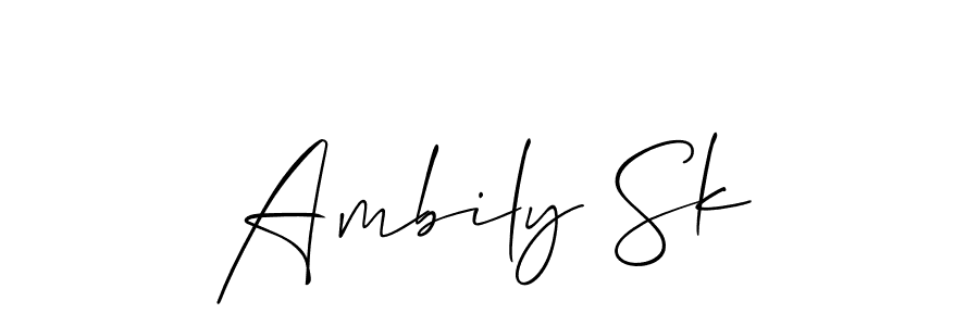 Also You can easily find your signature by using the search form. We will create Ambily Sk name handwritten signature images for you free of cost using Allison_Script sign style. Ambily Sk signature style 2 images and pictures png