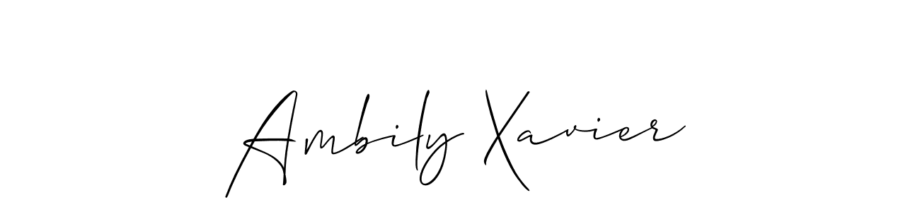 Allison_Script is a professional signature style that is perfect for those who want to add a touch of class to their signature. It is also a great choice for those who want to make their signature more unique. Get Ambily Xavier name to fancy signature for free. Ambily Xavier signature style 2 images and pictures png