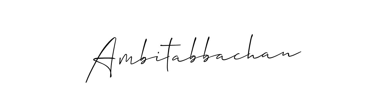 if you are searching for the best signature style for your name Ambitabbachan. so please give up your signature search. here we have designed multiple signature styles  using Allison_Script. Ambitabbachan signature style 2 images and pictures png