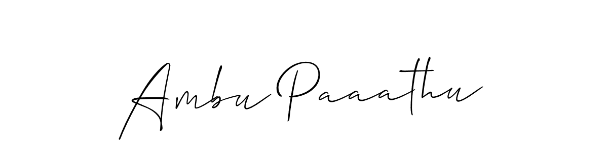 Use a signature maker to create a handwritten signature online. With this signature software, you can design (Allison_Script) your own signature for name Ambu Paaathu. Ambu Paaathu signature style 2 images and pictures png