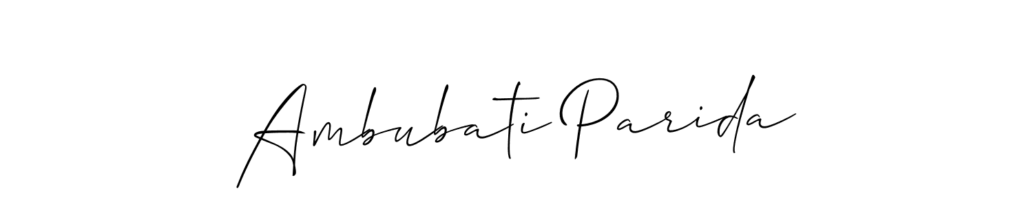if you are searching for the best signature style for your name Ambubati Parida. so please give up your signature search. here we have designed multiple signature styles  using Allison_Script. Ambubati Parida signature style 2 images and pictures png