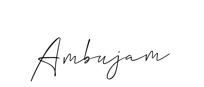 Ambujam stylish signature style. Best Handwritten Sign (Allison_Script) for my name. Handwritten Signature Collection Ideas for my name Ambujam. Ambujam signature style 2 images and pictures png