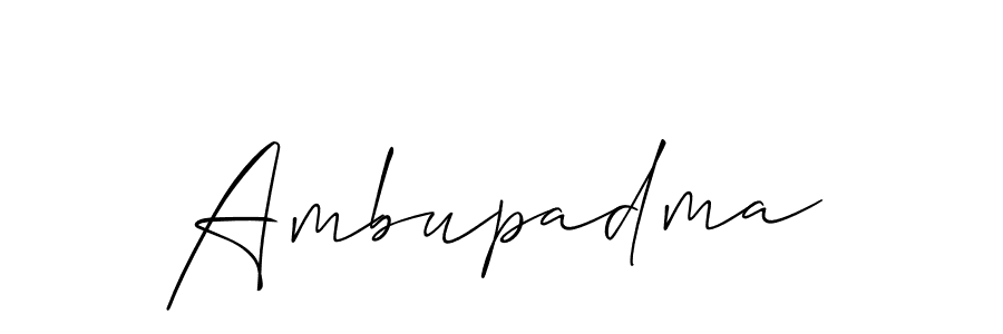 Use a signature maker to create a handwritten signature online. With this signature software, you can design (Allison_Script) your own signature for name Ambupadma. Ambupadma signature style 2 images and pictures png