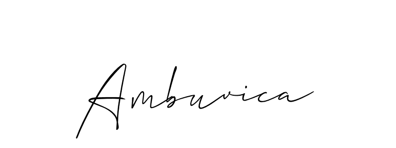 Create a beautiful signature design for name Ambuvica. With this signature (Allison_Script) fonts, you can make a handwritten signature for free. Ambuvica signature style 2 images and pictures png