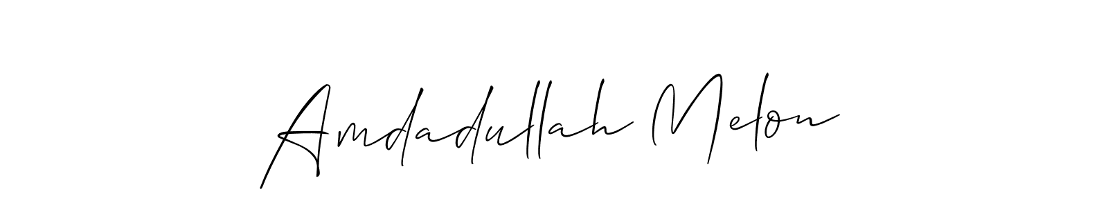 Also You can easily find your signature by using the search form. We will create Amdadullah Melon name handwritten signature images for you free of cost using Allison_Script sign style. Amdadullah Melon signature style 2 images and pictures png