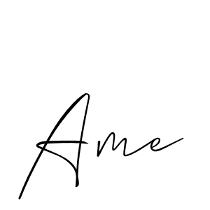 Use a signature maker to create a handwritten signature online. With this signature software, you can design (Allison_Script) your own signature for name Ame. Ame signature style 2 images and pictures png