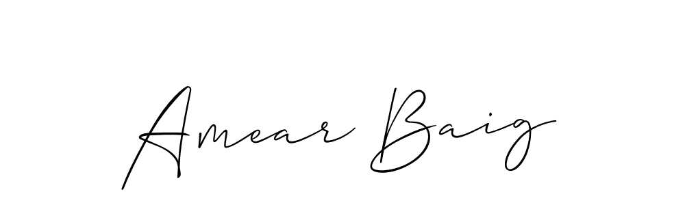 Use a signature maker to create a handwritten signature online. With this signature software, you can design (Allison_Script) your own signature for name Amear Baig. Amear Baig signature style 2 images and pictures png