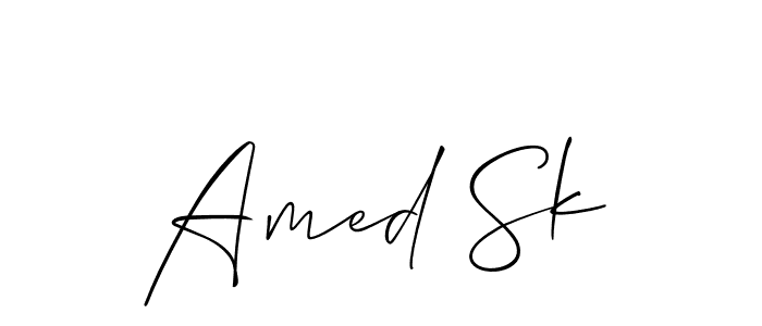 How to make Amed Sk name signature. Use Allison_Script style for creating short signs online. This is the latest handwritten sign. Amed Sk signature style 2 images and pictures png