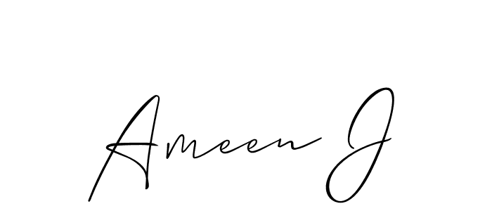 You can use this online signature creator to create a handwritten signature for the name Ameen J. This is the best online autograph maker. Ameen J signature style 2 images and pictures png