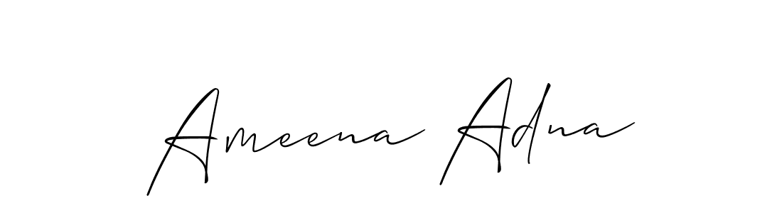 Create a beautiful signature design for name Ameena Adna. With this signature (Allison_Script) fonts, you can make a handwritten signature for free. Ameena Adna signature style 2 images and pictures png