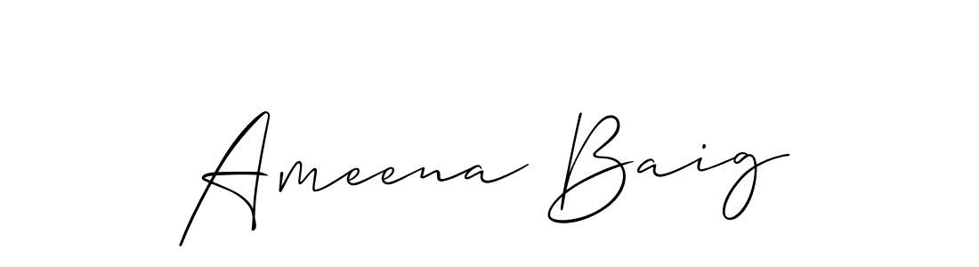 How to make Ameena Baig signature? Allison_Script is a professional autograph style. Create handwritten signature for Ameena Baig name. Ameena Baig signature style 2 images and pictures png