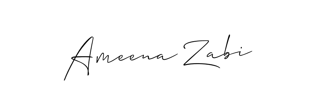 Ameena Zabi stylish signature style. Best Handwritten Sign (Allison_Script) for my name. Handwritten Signature Collection Ideas for my name Ameena Zabi. Ameena Zabi signature style 2 images and pictures png