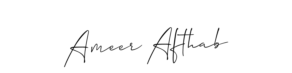Make a beautiful signature design for name Ameer Afthab. With this signature (Allison_Script) style, you can create a handwritten signature for free. Ameer Afthab signature style 2 images and pictures png