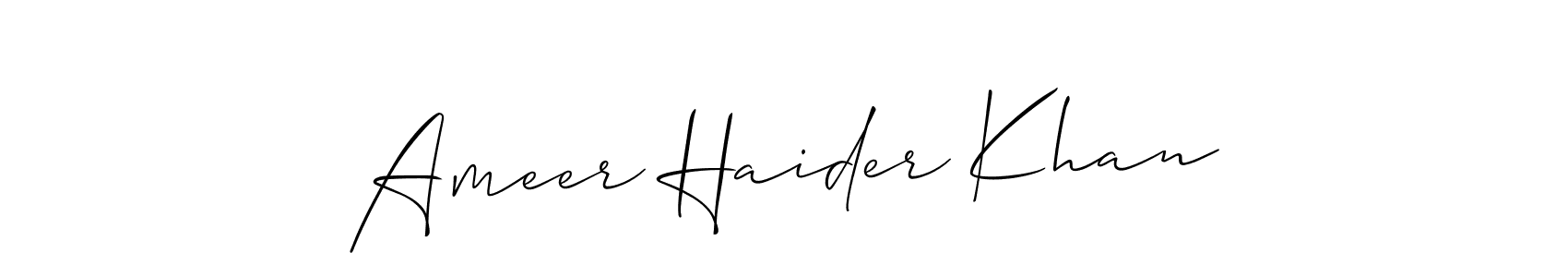 How to make Ameer Haider Khan name signature. Use Allison_Script style for creating short signs online. This is the latest handwritten sign. Ameer Haider Khan signature style 2 images and pictures png