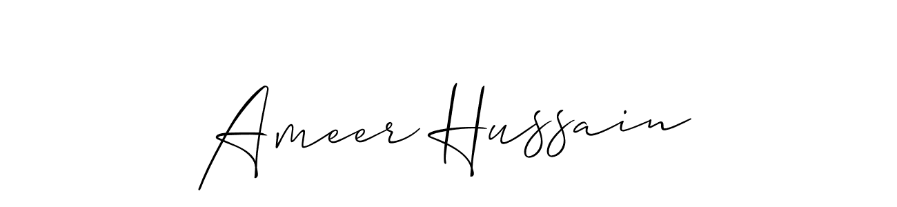 Use a signature maker to create a handwritten signature online. With this signature software, you can design (Allison_Script) your own signature for name Ameer Hussain. Ameer Hussain signature style 2 images and pictures png