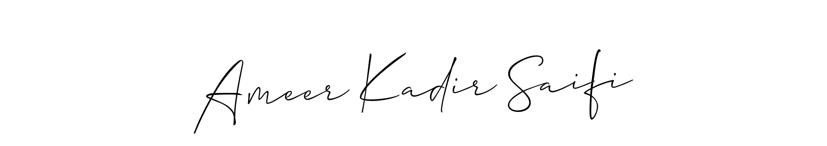 How to make Ameer Kadir Saifi name signature. Use Allison_Script style for creating short signs online. This is the latest handwritten sign. Ameer Kadir Saifi signature style 2 images and pictures png
