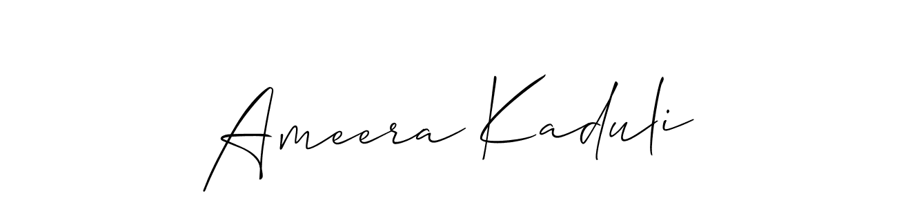 How to Draw Ameera Kaduli signature style? Allison_Script is a latest design signature styles for name Ameera Kaduli. Ameera Kaduli signature style 2 images and pictures png