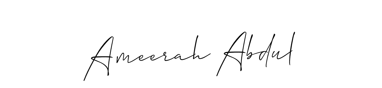 How to make Ameerah Abdul name signature. Use Allison_Script style for creating short signs online. This is the latest handwritten sign. Ameerah Abdul signature style 2 images and pictures png