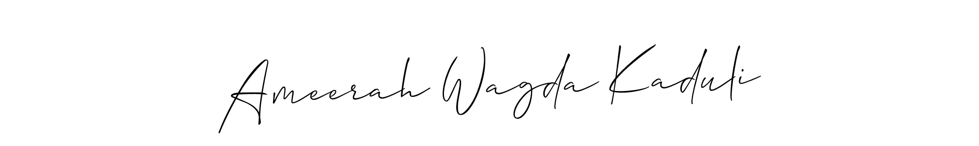 Design your own signature with our free online signature maker. With this signature software, you can create a handwritten (Allison_Script) signature for name Ameerah Wagda Kaduli. Ameerah Wagda Kaduli signature style 2 images and pictures png