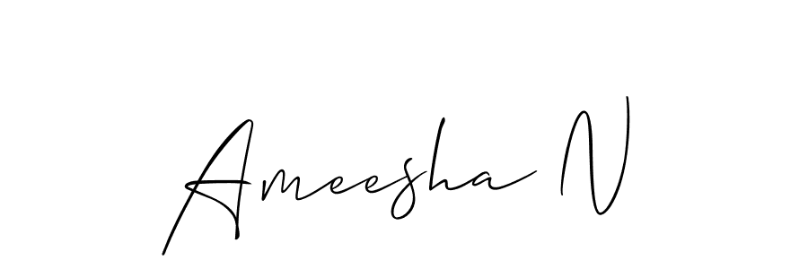 Also we have Ameesha N name is the best signature style. Create professional handwritten signature collection using Allison_Script autograph style. Ameesha N signature style 2 images and pictures png