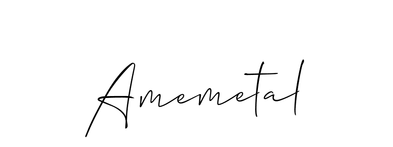 Allison_Script is a professional signature style that is perfect for those who want to add a touch of class to their signature. It is also a great choice for those who want to make their signature more unique. Get Amemetal name to fancy signature for free. Amemetal signature style 2 images and pictures png